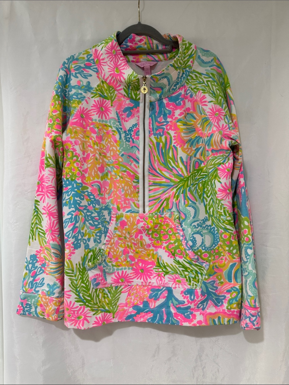 Lilly Pulitzer large skipper popover jacket lovers coral